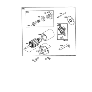 Starter Motor Diagram and Parts List for 198700-198799 0141 Briggs and Stratton Engine